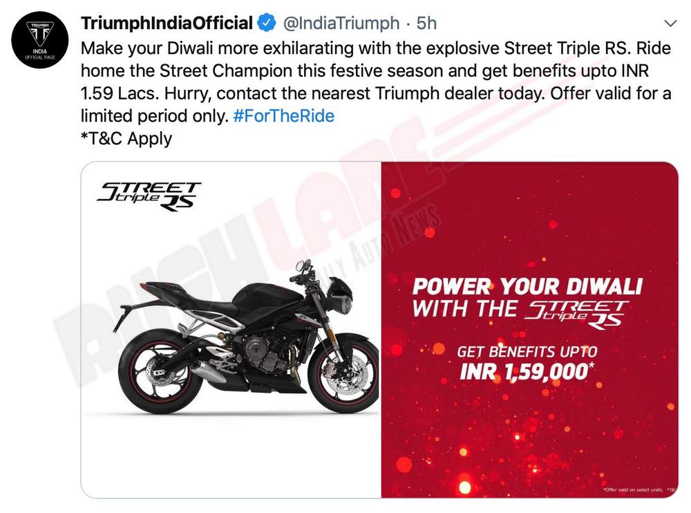 Triumph discount offers Oct 2019