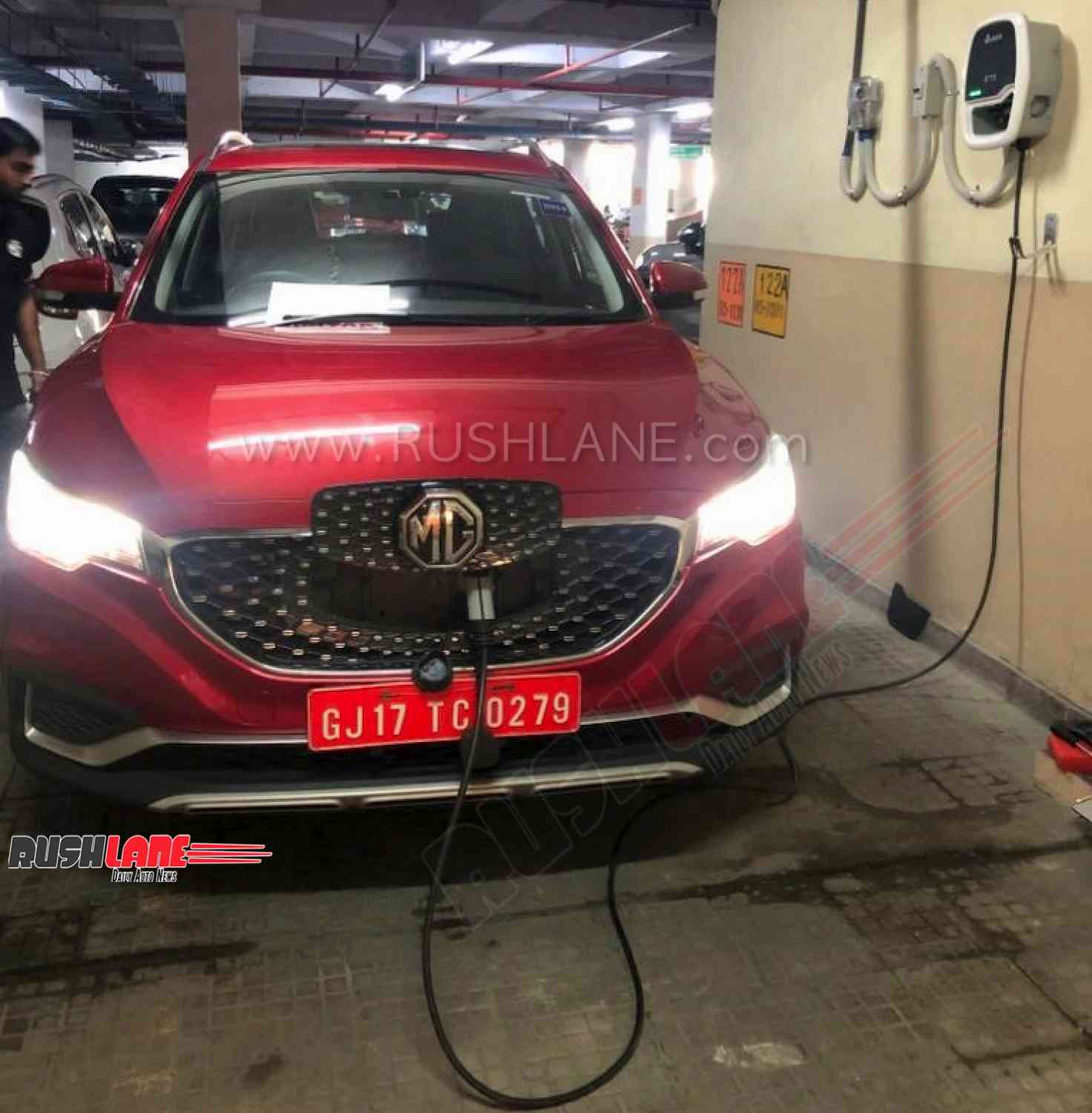 Mg Zs Electric Suv Charging Setup Inside Residential Society
