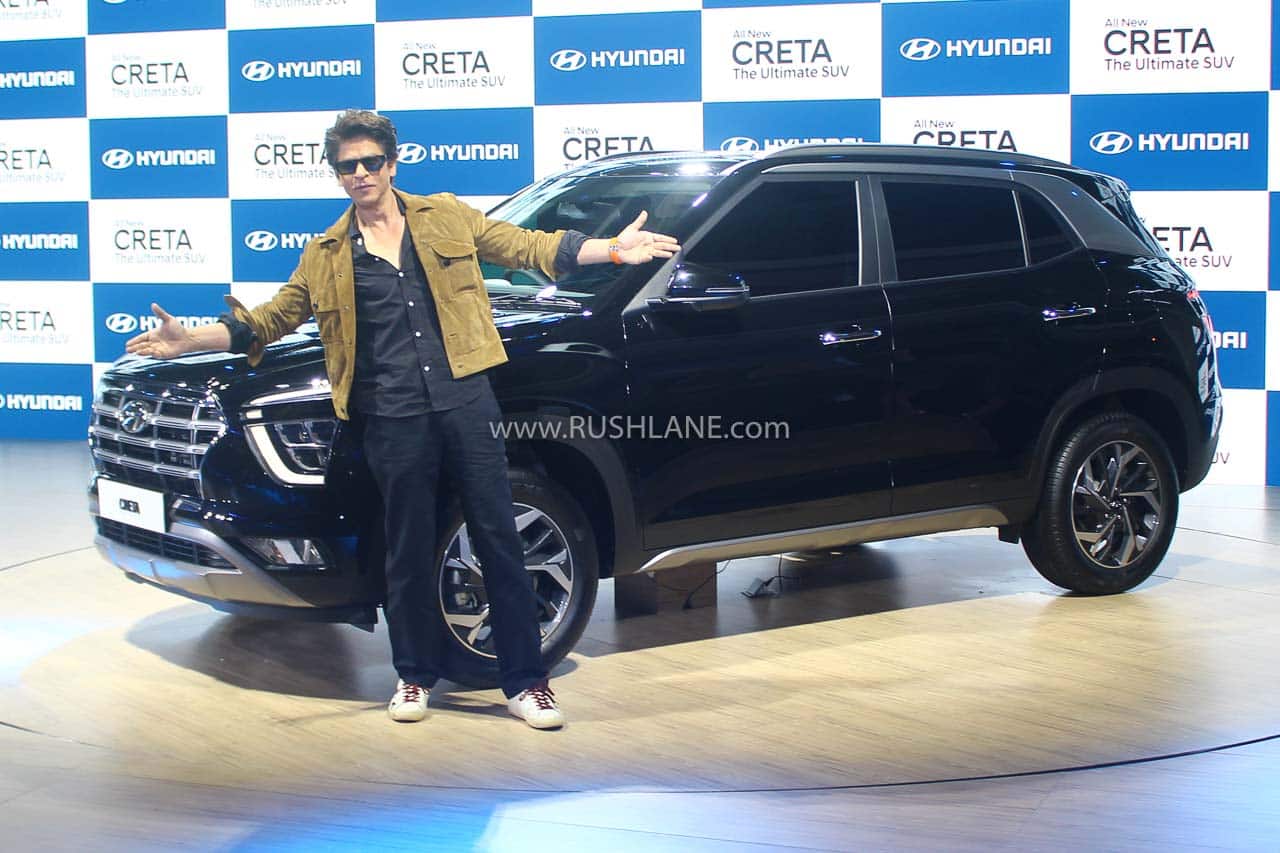 Shah Rukh Khan with the new 2020 Hyundai Creta at Delhi Auto Expo today.