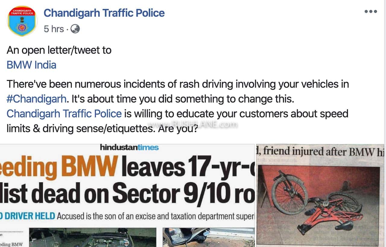 Chandigarh Traffic Police blames BMW India