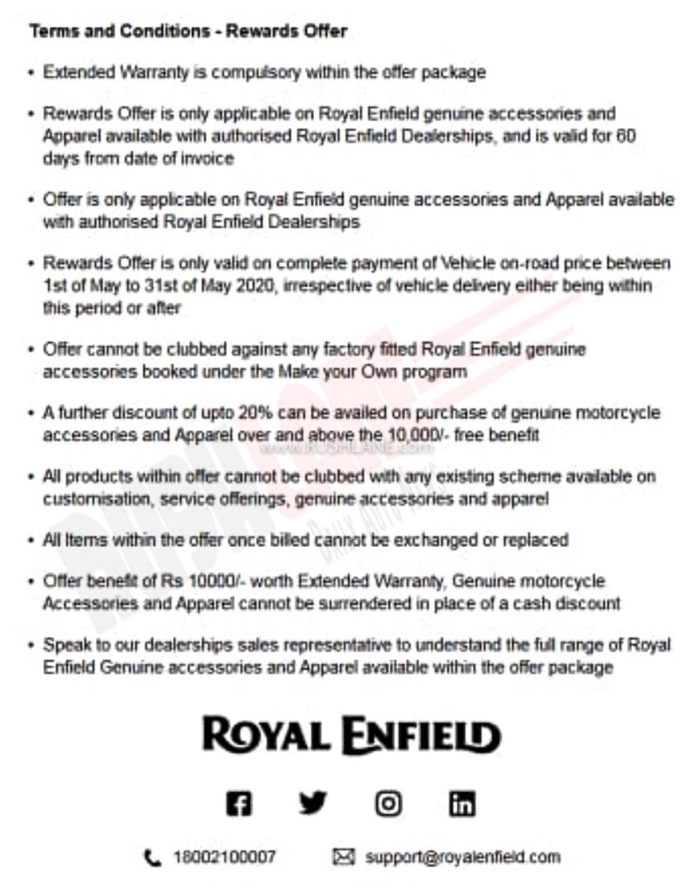 Royal Enfield Free accessories