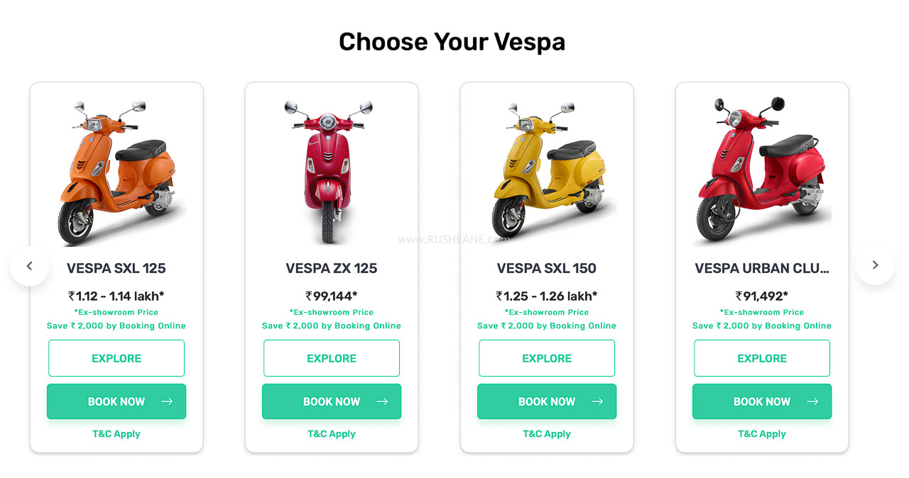 Vespa online website sales