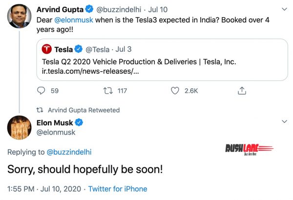 Tesla Model 3 India launch plans