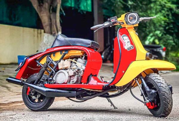 Permanent logik Vuggeviser Lambretta scooter modified for Rs 2.5 L - Gets Yamaha 65 hp twin cyl engine  - RushLane