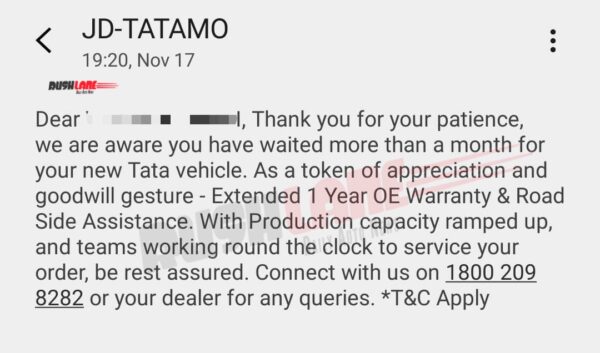 Tata Nexon FREE Extended Warranty RSA