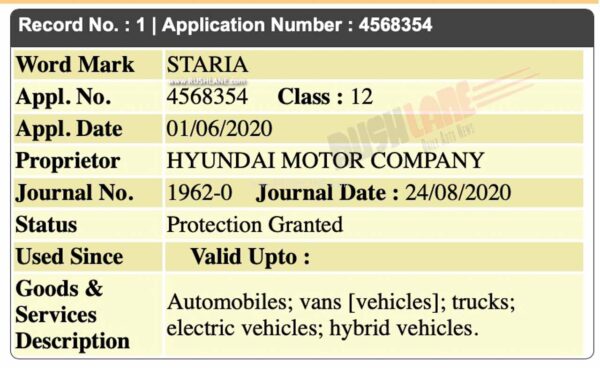 Hyundai Staria MPV Registered in India
