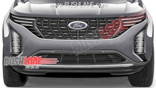 Closer look at the front of Ford's 3 Row, 7 Seater SUV for India - Based on 2021 Mahindra XUV500