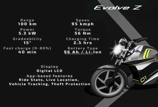 Earth Energy Evolve Z Electric Motorcycle Specs