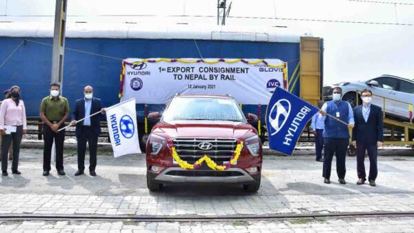 New Hyundai Creta being exported to Nepal via train