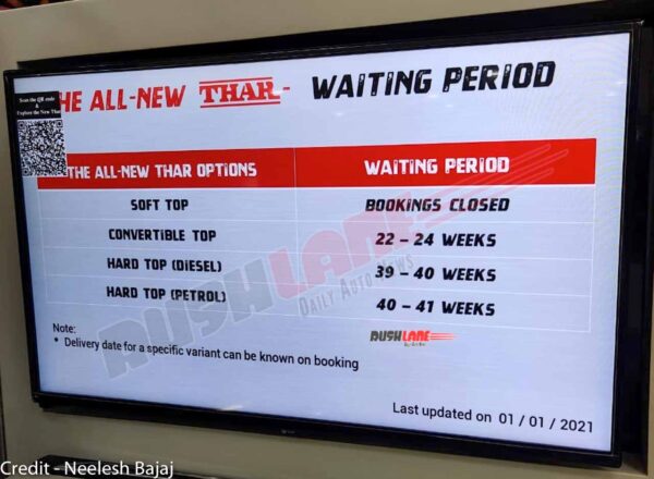 Mahindra Thar Waiting 10 Months