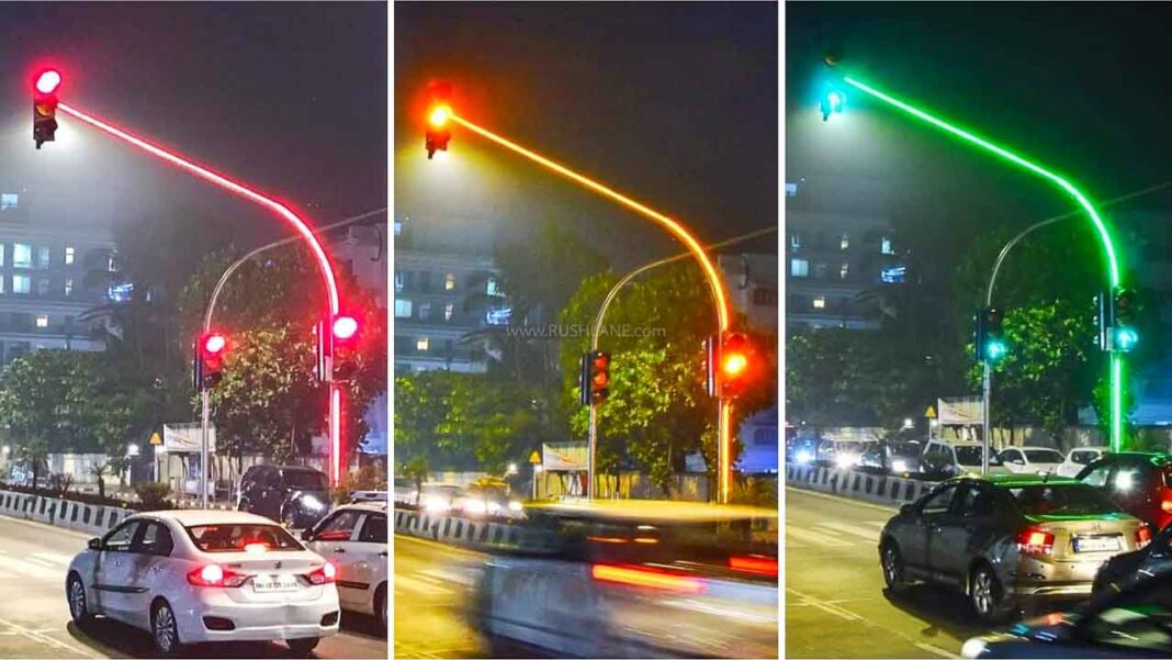 Mumbai Traffic Signal With Leds On Traffic Pole A First In The City