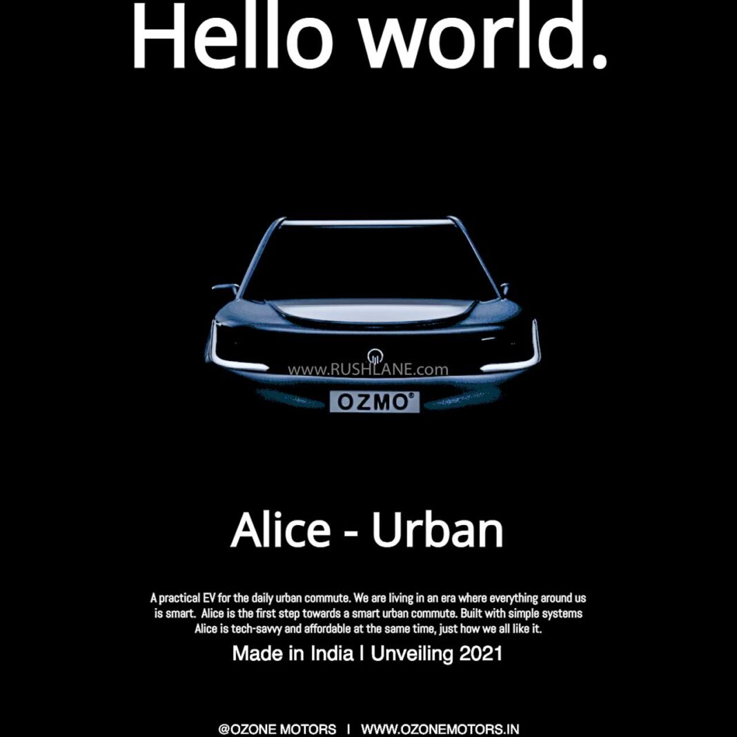 Ozone Alice Electric Car Teased Ahead Of India Debut In 2021