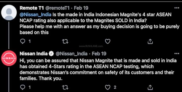 Nissan Magnite safety rating for India