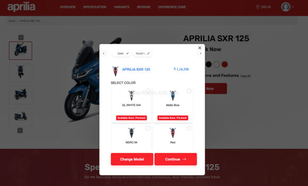 Aprilia SXR 125 Price Revealed