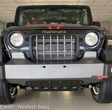 Mahindra Thar with new skid plate arrives at showroom
