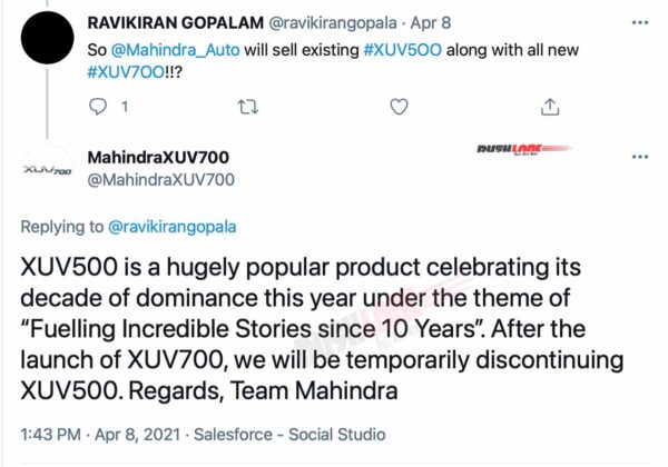 Mahindra XUV500 to discontinue