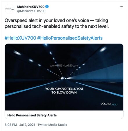 Mahindra XUV700 Personalized Safety Feature