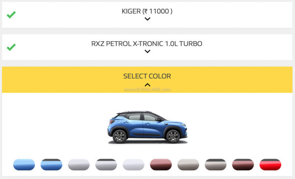 Renault Kiger Colour Options