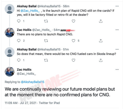 No plans for Skoda Rapid CNG