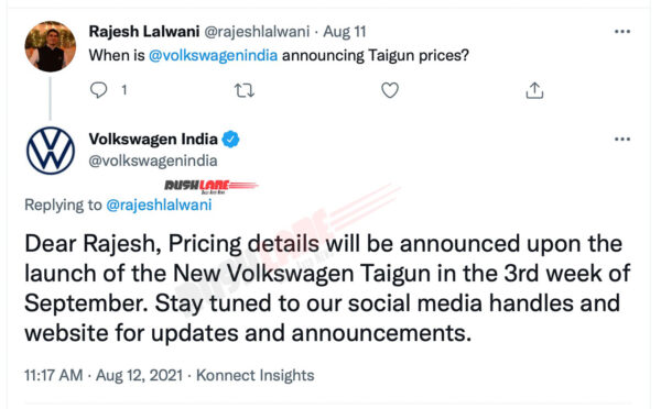 New Volkswagen Taigun for India