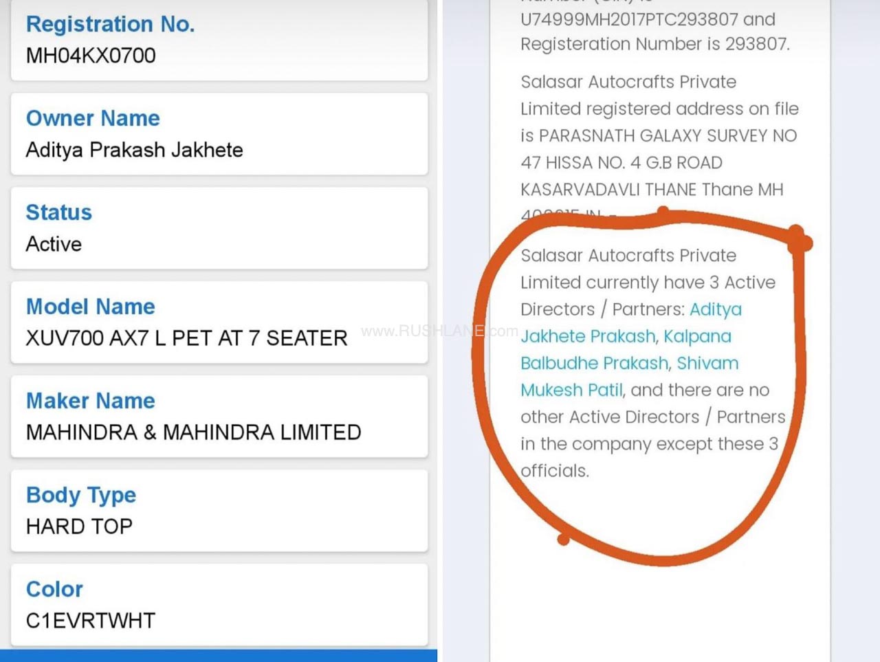 Mahindra XUV700 Registered In The Name Of Dealer
