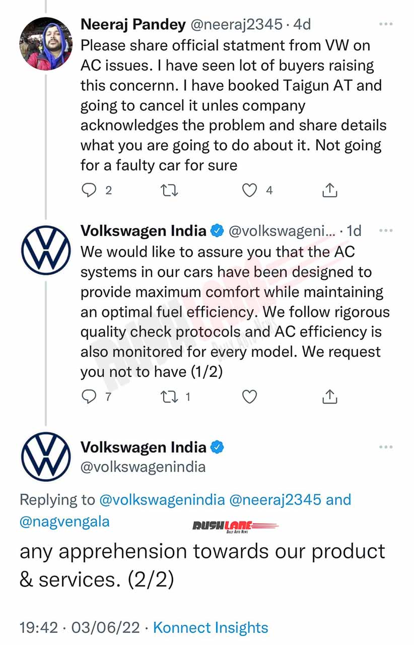 Volkswagen India official statement on the AC issues