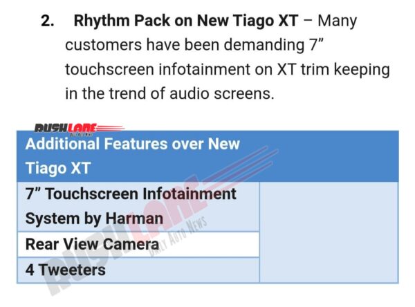 New Tata Tiago XT Rhythm Pack Features