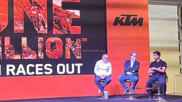 KTM CEO, Stefan Pierer (center) with Rajiv Bajaj (right), MD Bajaj Auto - in Pune earlier this week