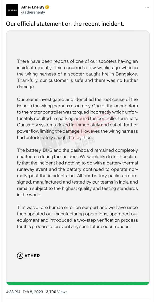 Ather Energy Official Statement