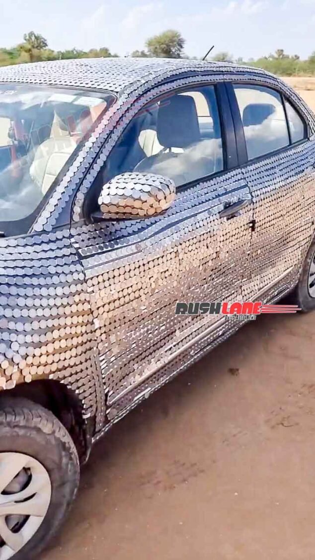 Maruti Dzire wrapped with 1 Rupee coins