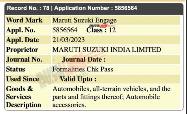 Maruti Engage Name Trademarked - New Innova HyCross?