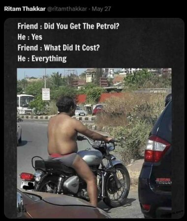 Guy on boxers riding motorcycle meme
